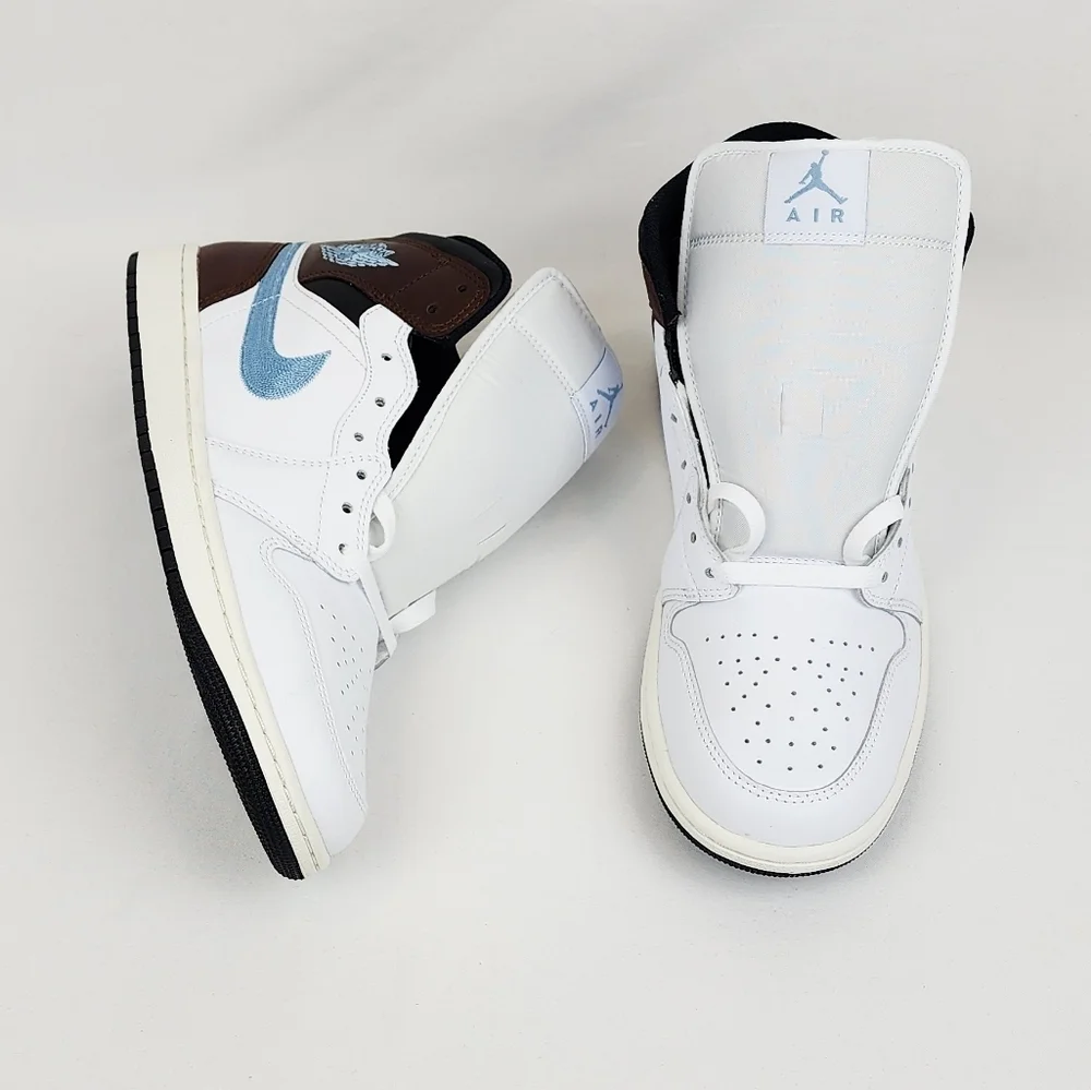 Air Jordan 1 Mid SE Sneakers White/Black/Sail/Blue Grey